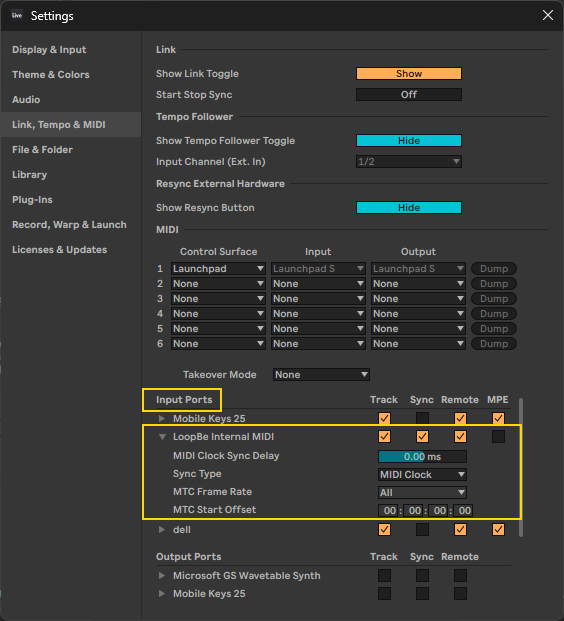 Ableton Live Preferences